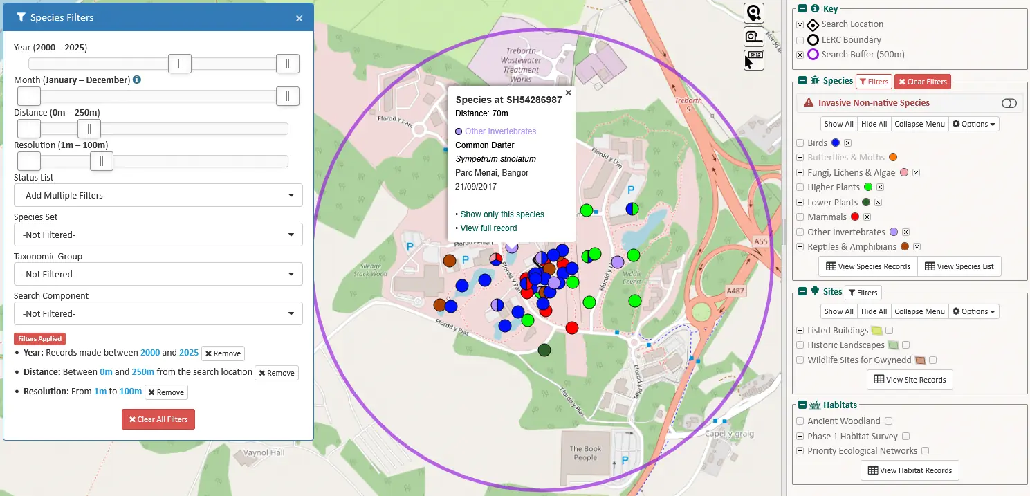 A screenshot showing how to use filters in eMapper